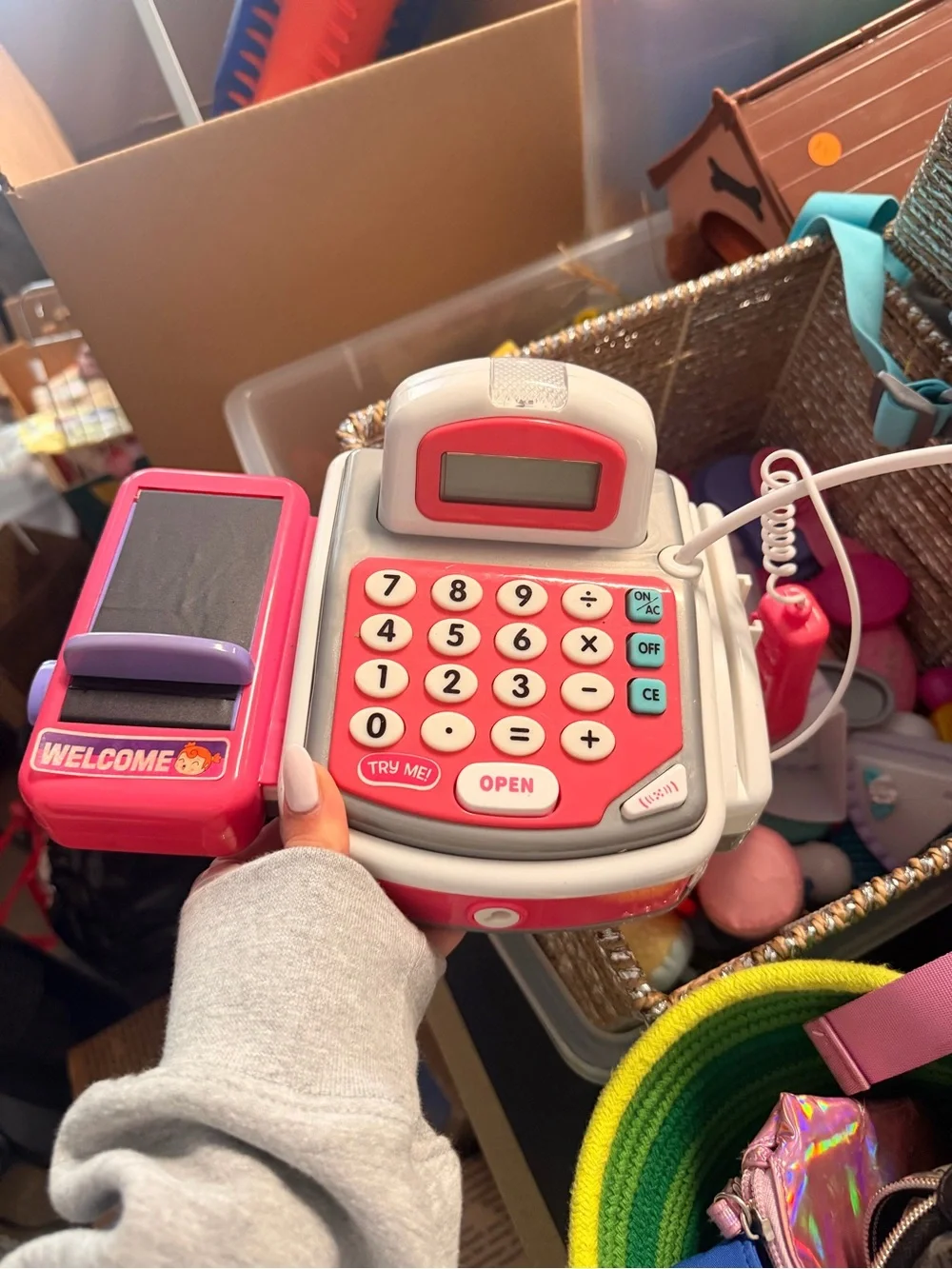 Pink and White Toy Cash Register - Kids Play Electronics